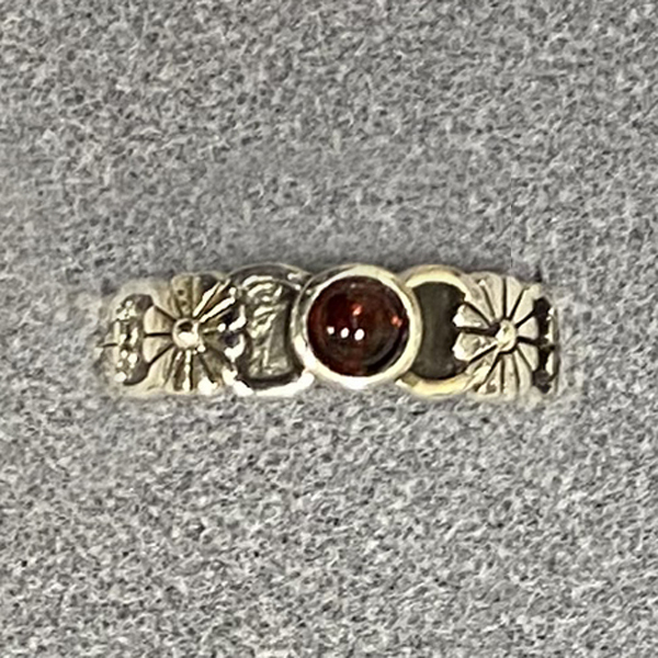 Floral Band with Genuine Stone