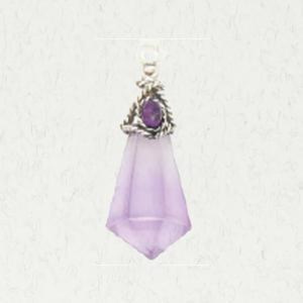Faceted Crystal Pendant w/ Accent Cabochon – Amethyst Point