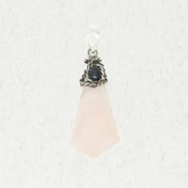 Faceted Crystal Pendant with Accent Cabochon- Rose Quartz