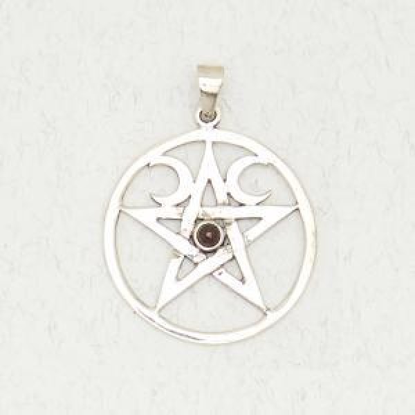 Pentacle with Crescent Moons & Accent Stone