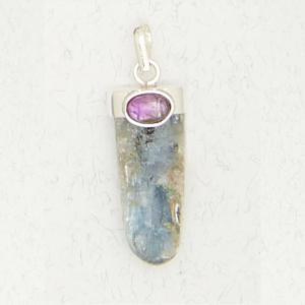 Blue Kyanite with Amethyst Accent Stone