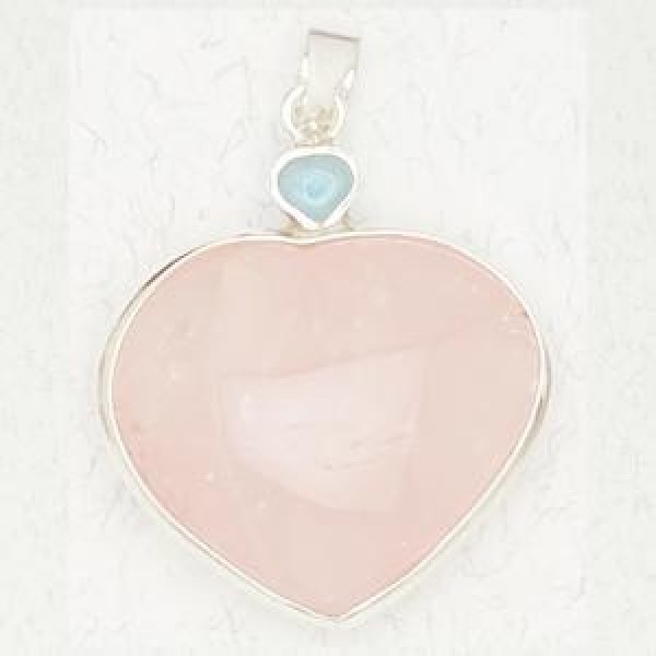 Rose Quartz Heart Pendant w- Accent Stone