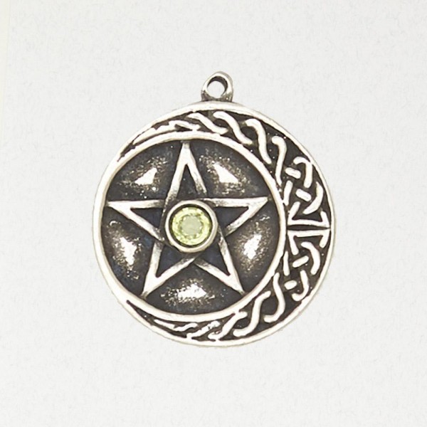 Crescent Moon Pentacle with Accent Stone