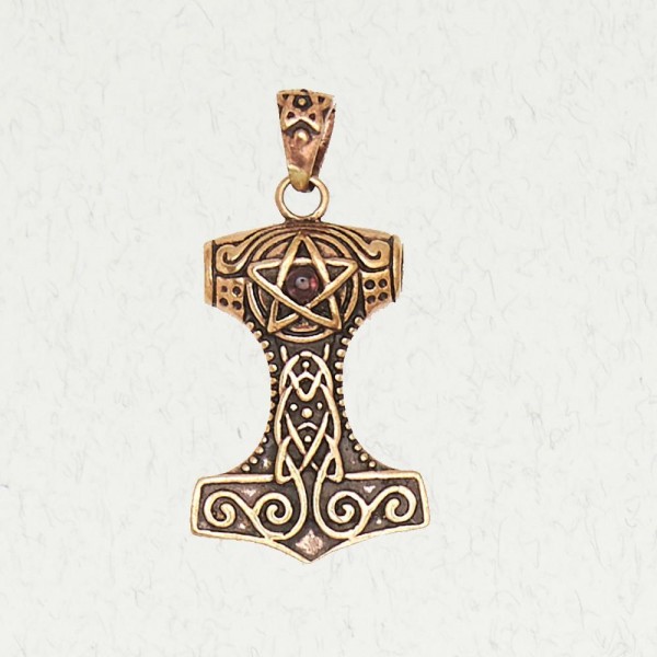 Thor’s Hammer with Pentacle and Accent Cabochon